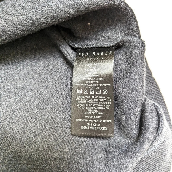 Ted Baker London Tricks Slim Fit Quilted Jersey Sweater Dark Gray Size US Large - Picture 5 of 10